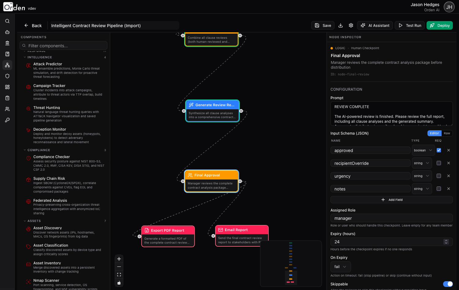 Role-based approval checkpoint embedded in the response pipeline